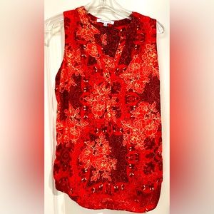 Rose + Olive red floral sleeveless top small